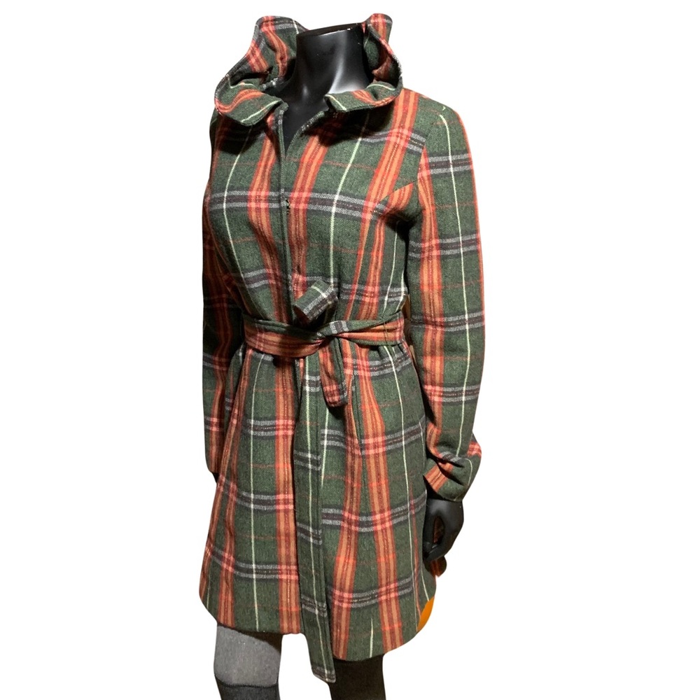 Matty M Vintage Style Tartan Plaid Light Wool Coat Lined